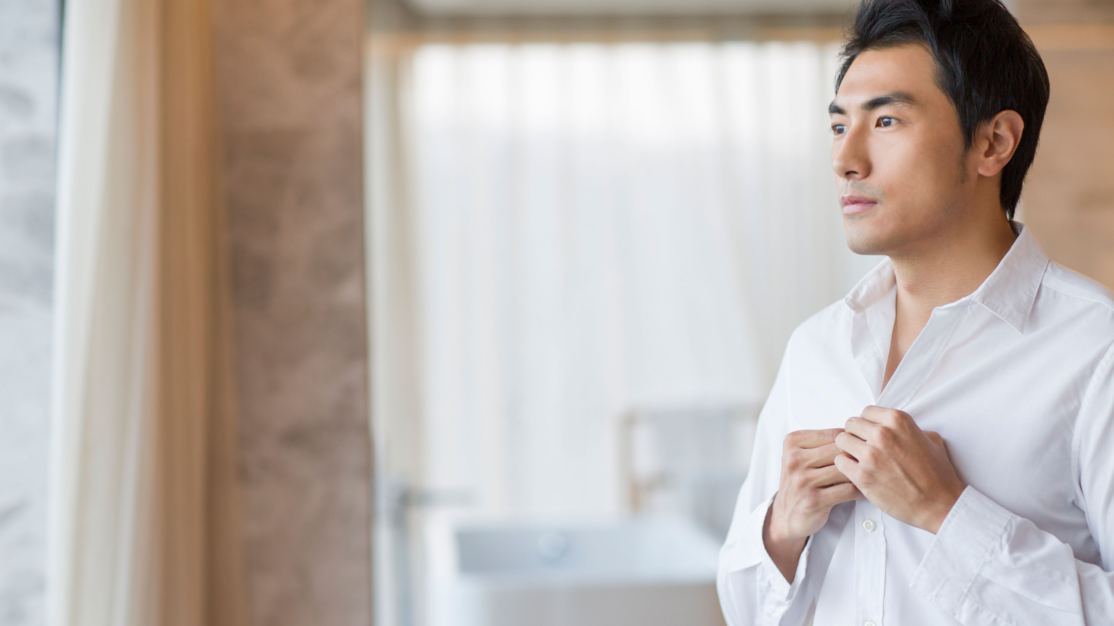 A man getting ready
