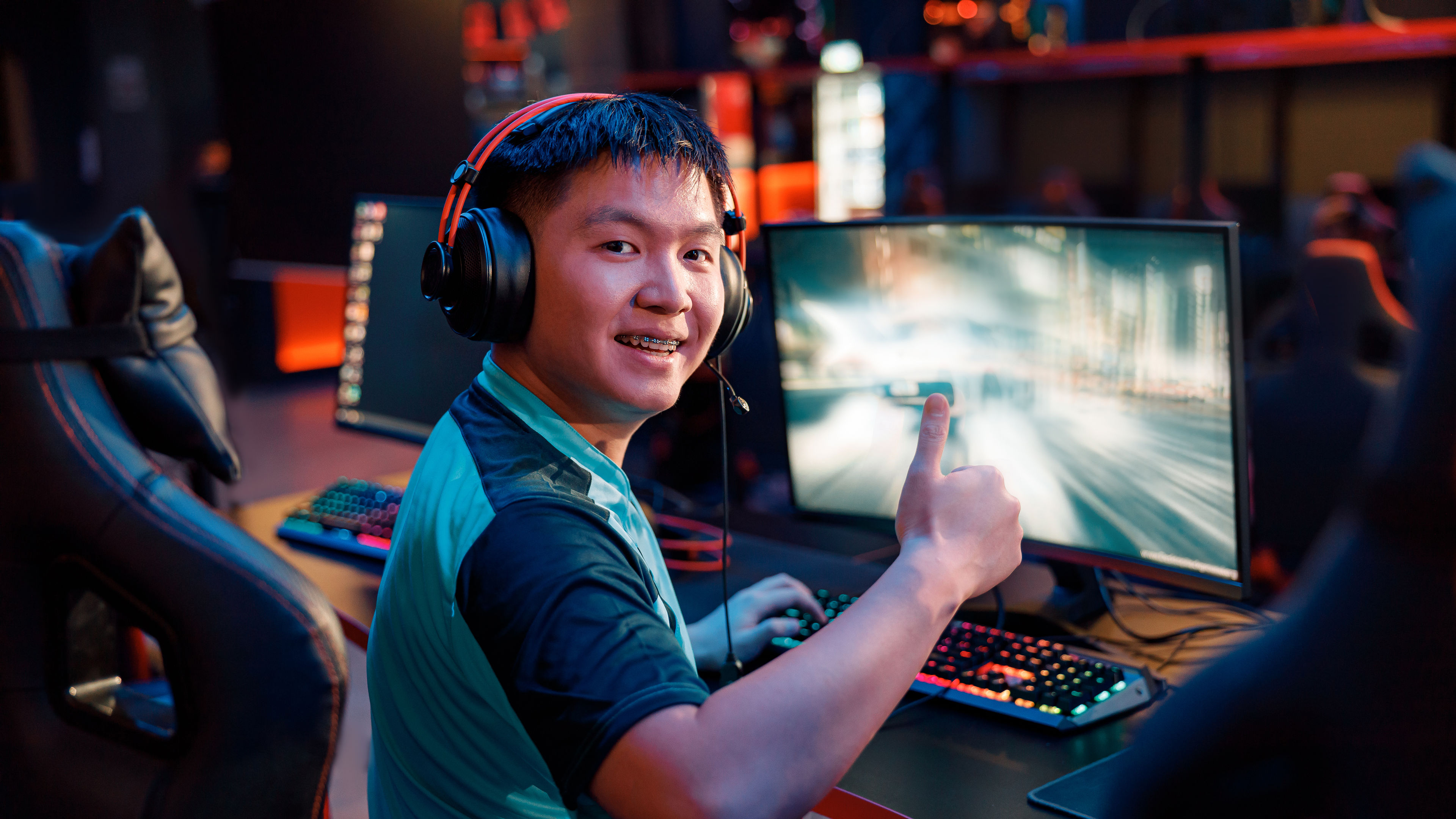 A man playing video games 