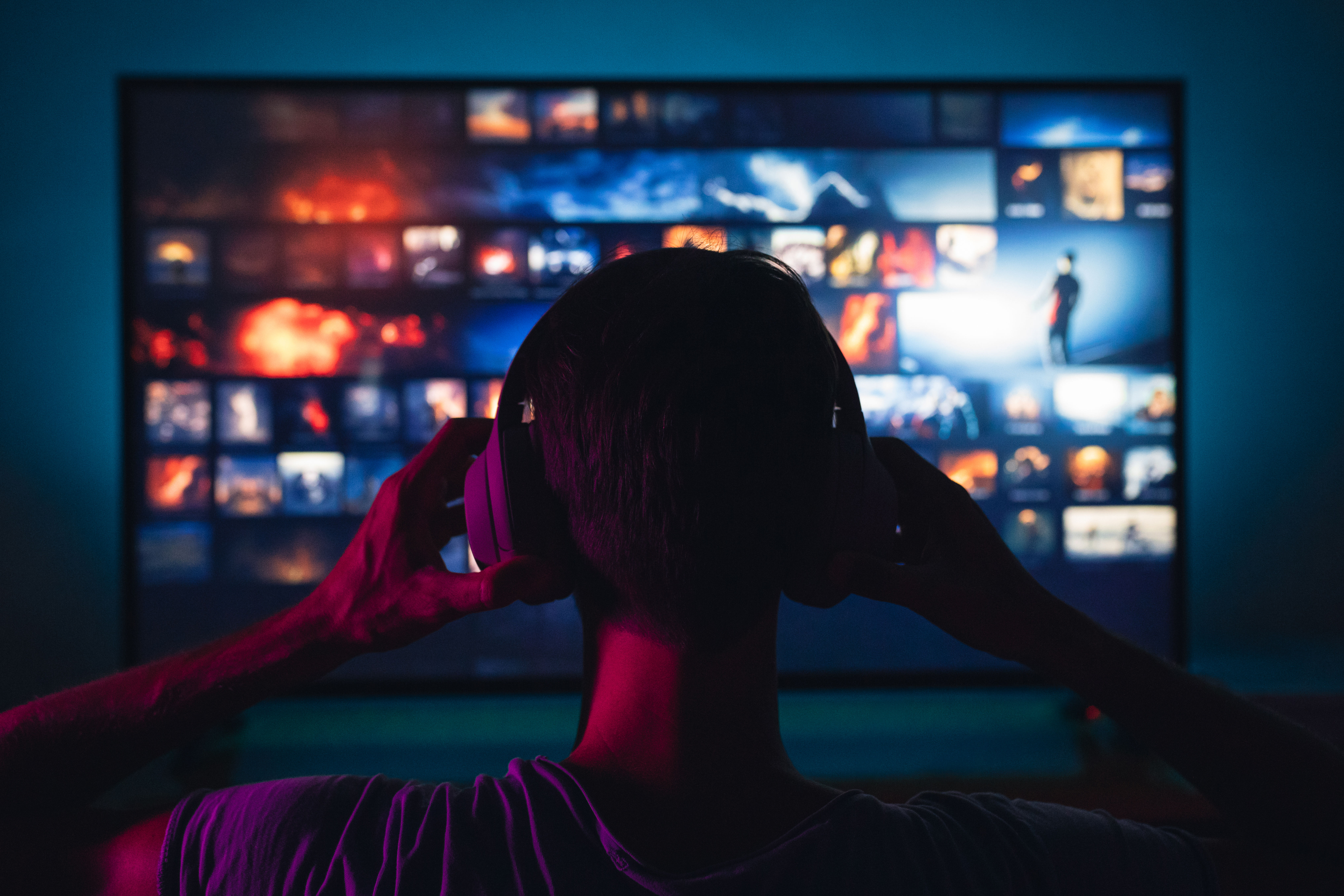 A man watching a TV 
