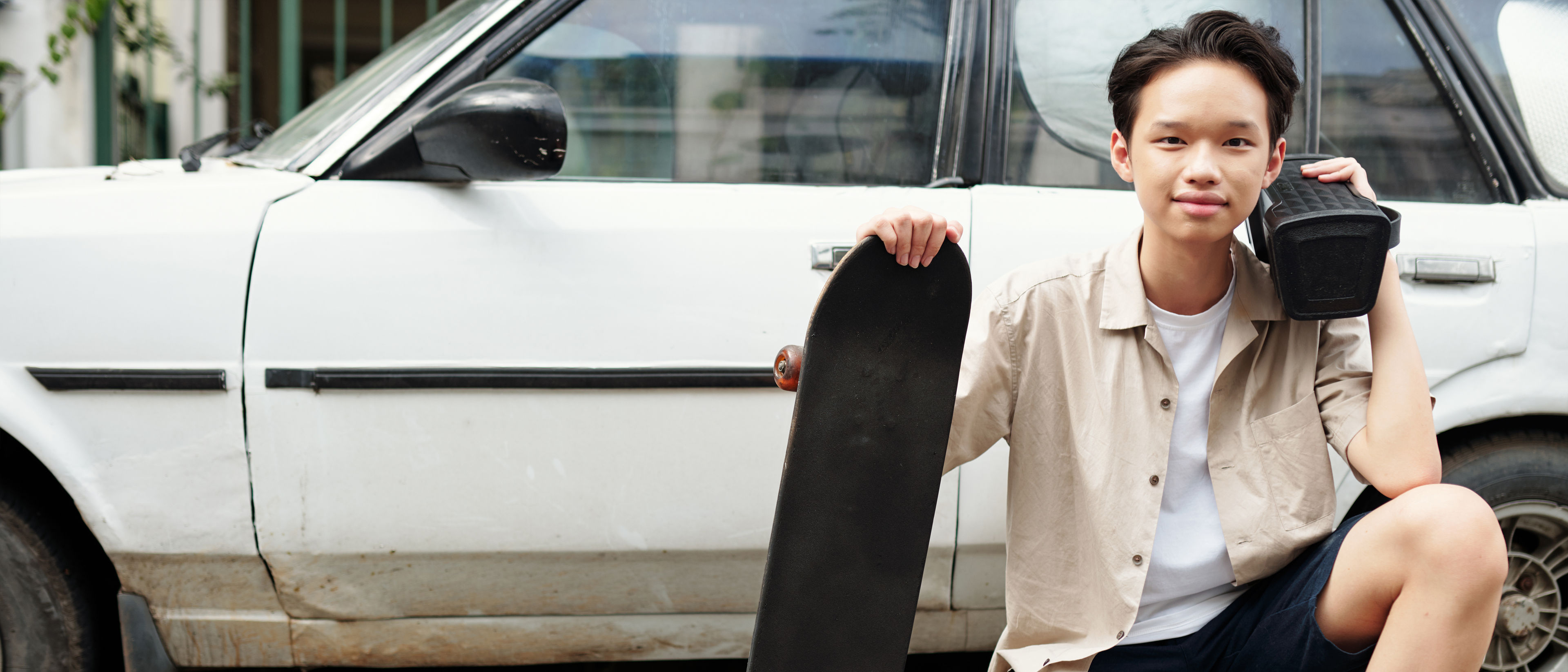 Boy with skate board