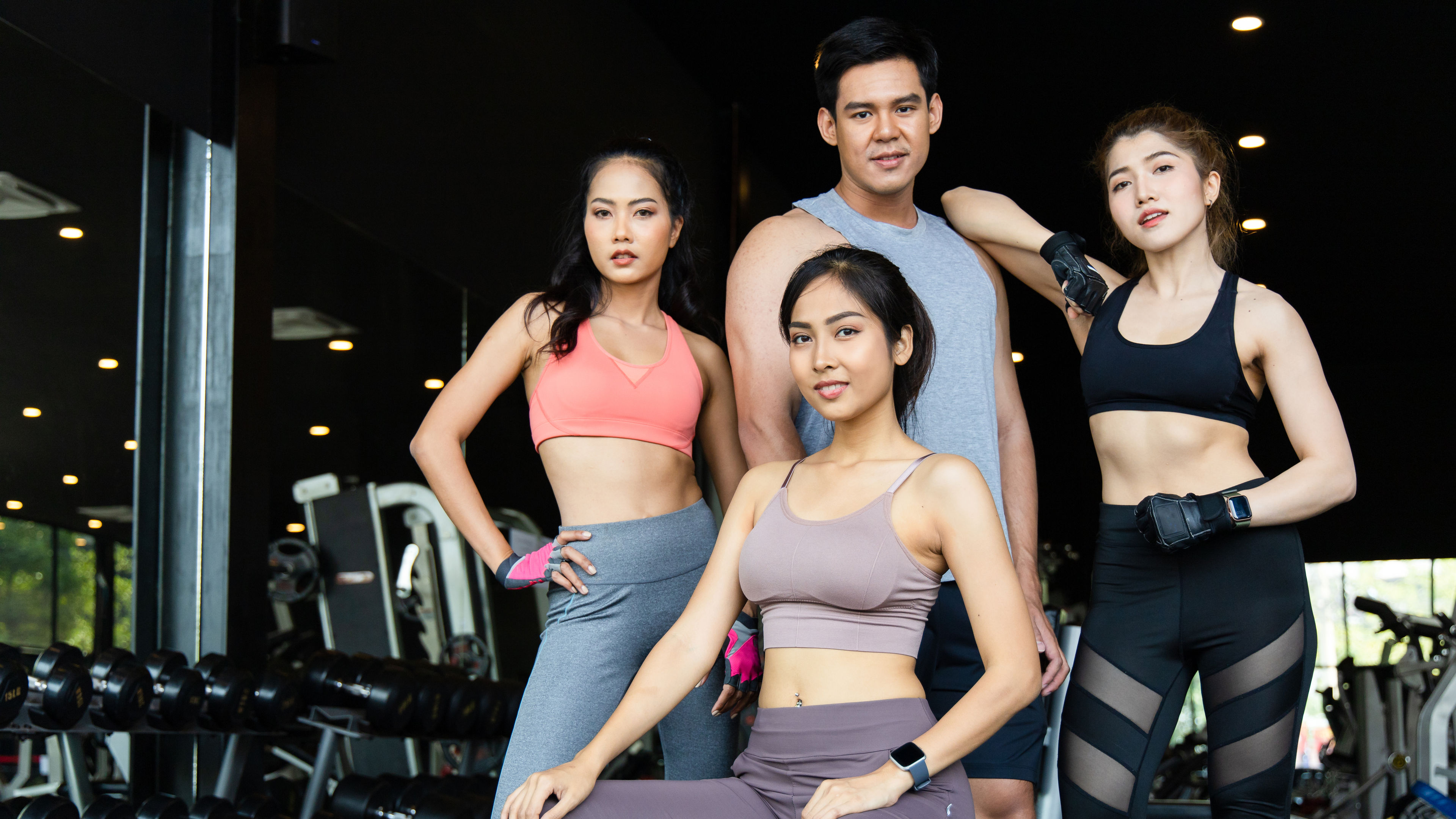 Four Adults in a Fitness Center Gym