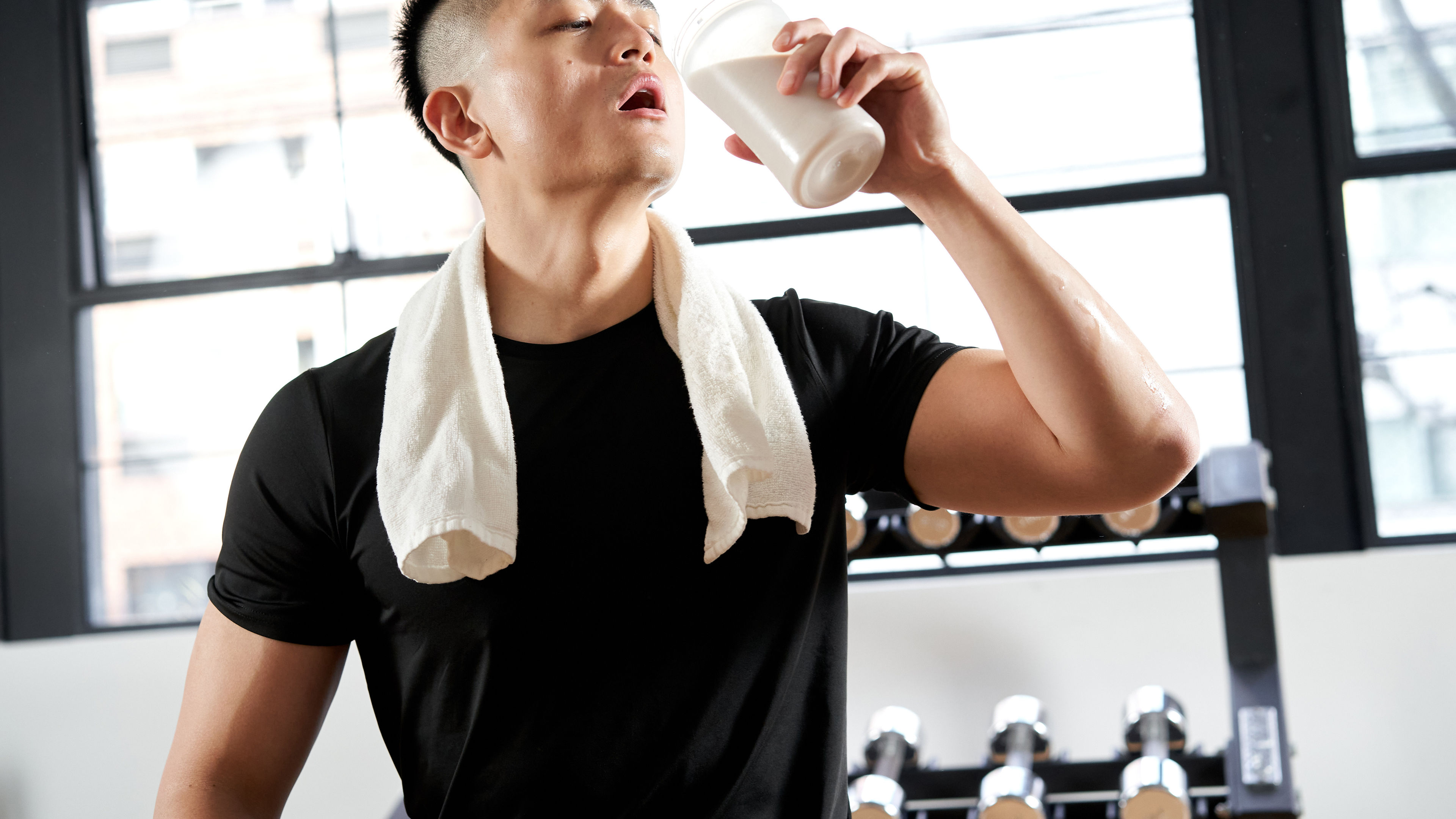 Man drinking protein shake