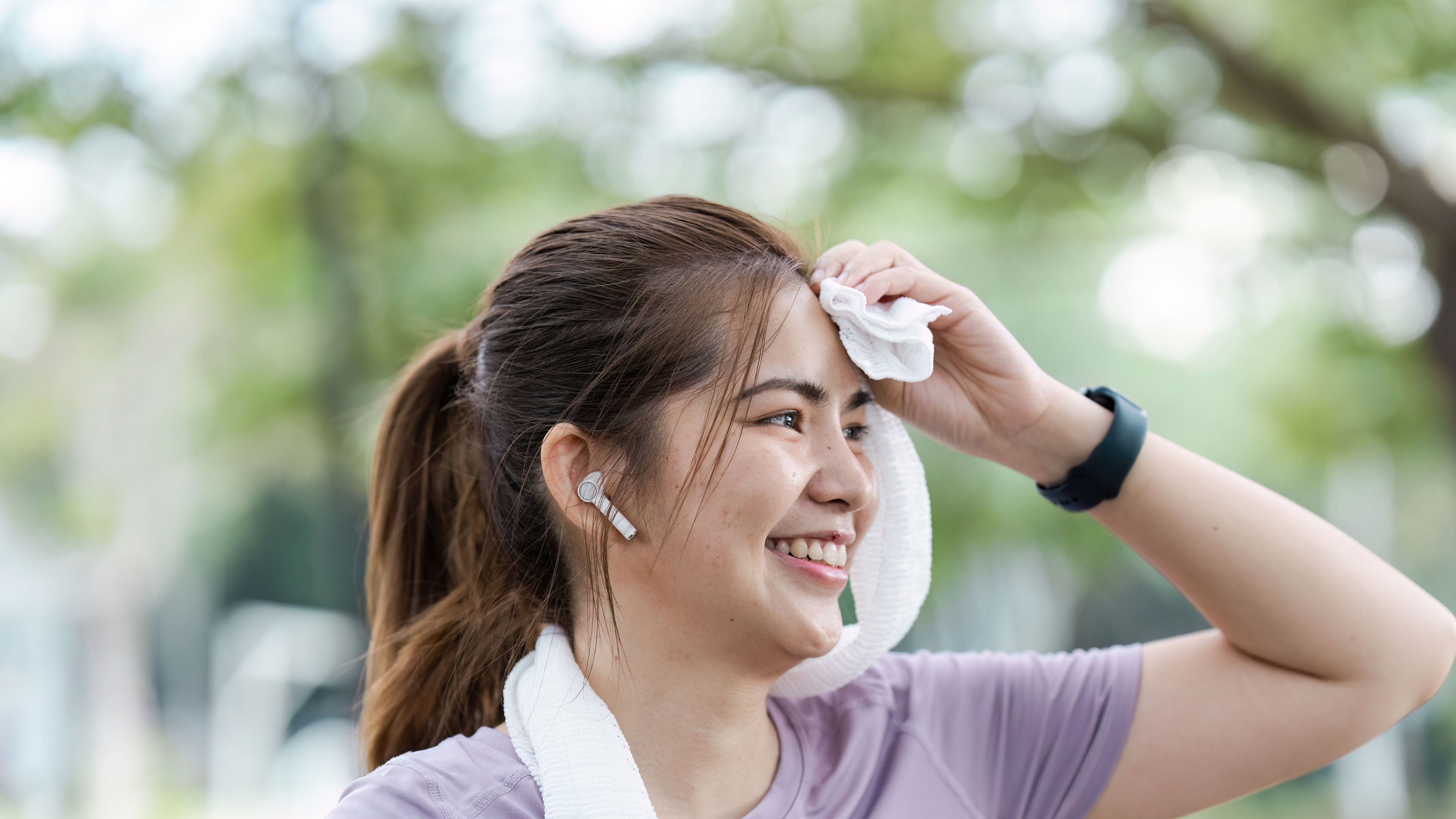 Smiling Woman Enjoying Outdoor Jogging Session