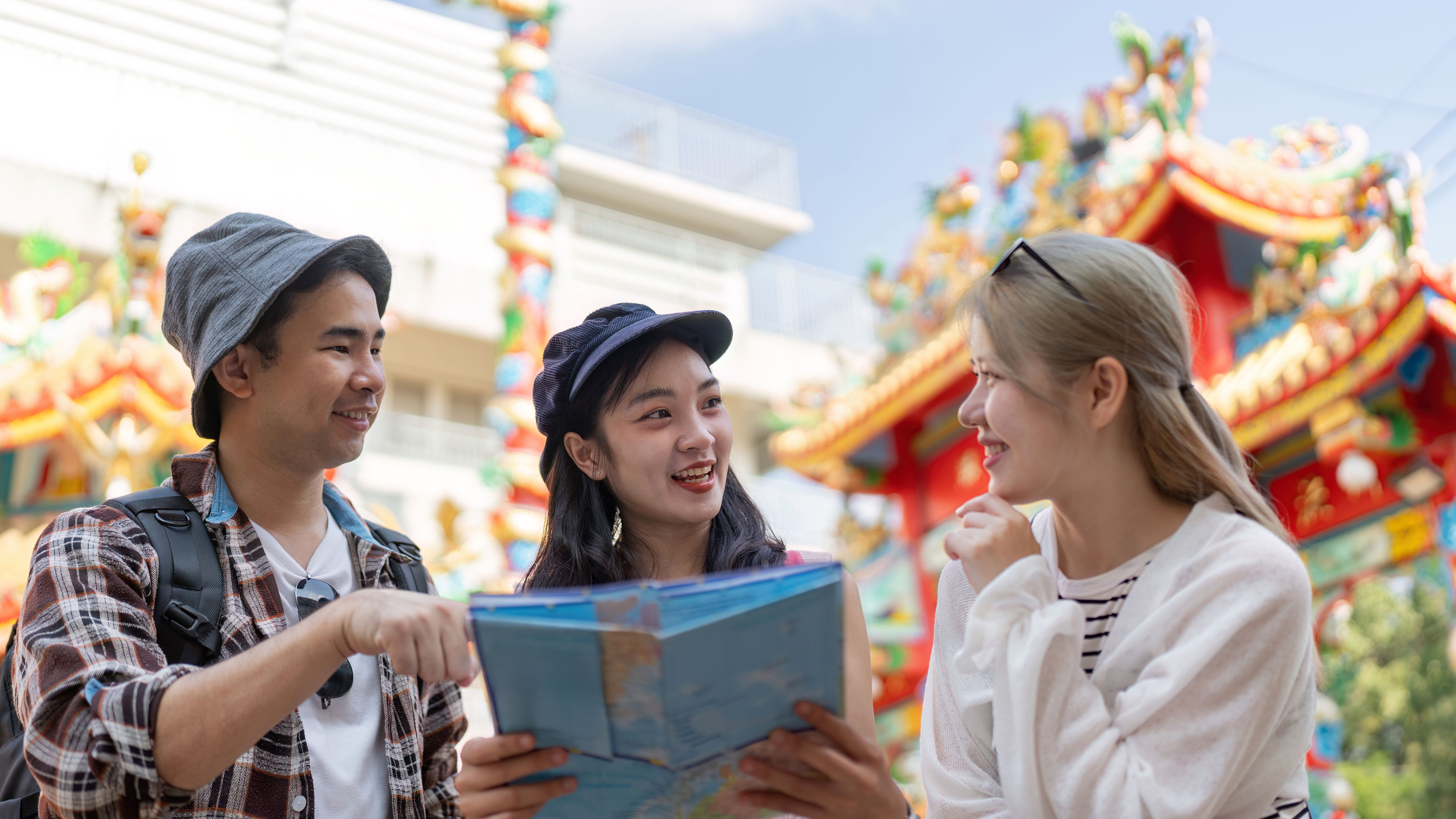 Three friends discover a colourful cultural destination